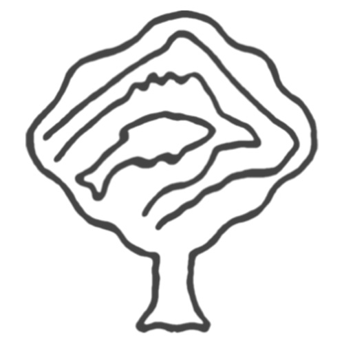 Simple line drawing of a tree with a fish inside, symbolizing an ecological or environmental concept. Used as the logo for Polyface Farm